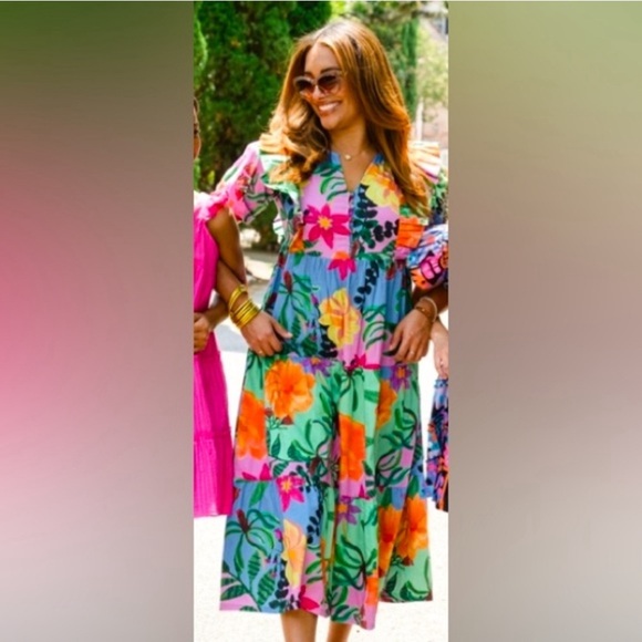 NWT BRITON COURT Agata midi Dress, Floral Size Large and XL. - Picture 3 of 11